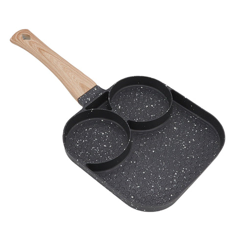 3 in 1 Breakfast Pan Prevents Stick Heat Resistant Divided Grill Frying Pan for Gas Stove Induction Cooker