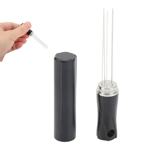 Coffee Powder Stirring Needle Professional 304 Stainless Steel Coffee Stirring Tool with Cover for Coffee Distribution Black