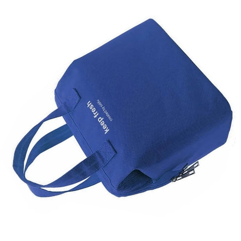 Insulated Lunch Bag Solid Color Oxford Cloth Waterproof Metal Zipper Portable Lunchbox for Commuting Royalblue