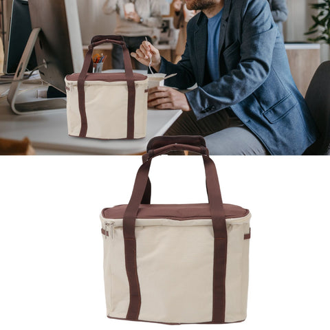 Insulated Lunch Bag Leak Proof Portable Reusable Lunch Box for Students Men Women and Office Workers L Coffee