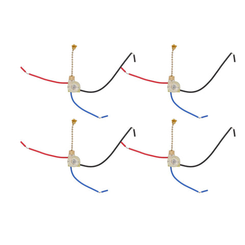4Pcs Ceiling Fan Light Switch Replacement Lamp Pull Chain Switch 3 Wire Ceiling Fan Lamp Switch 250V 125V Gold