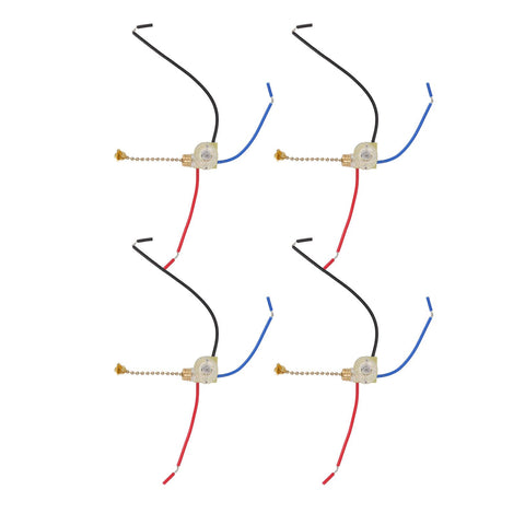 4Pcs Ceiling Fan Light Switch Replacement Lamp Pull Chain Switch 3 Wire Ceiling Fan Lamp Switch 250V 125V Gold