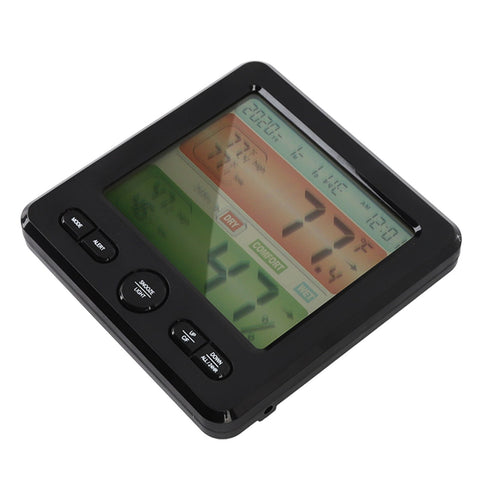 Indoor Thermometer Digital Color Screen Alarm Temperature Humidity Monitor Bedside Clock for Home Black