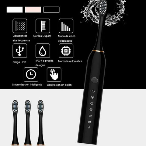 Electric Toothbrush 6 Levels Mode USB Rechargeable Indicator Light IPX 7 Waterproof Portable Toothbrush for Home