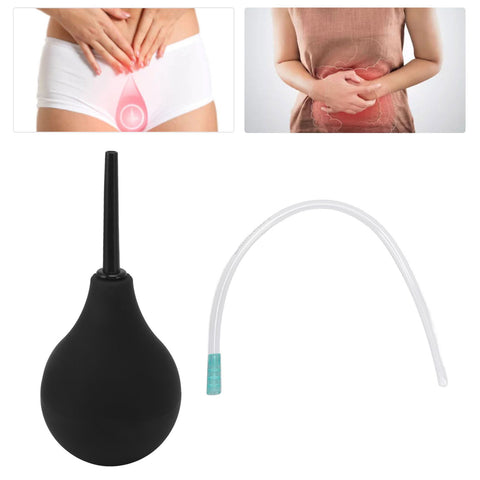 Enema Bulb Kit Silicone Douche Bulb with Single Use Hose Women Enemator Astriction Anal Cleaner Black 89ml