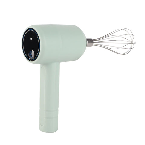 Electric Hand Mixer Automatic USB Rechargeable Portable Cordless Handheld Mixer for Baking Cake Egg Cream Light Cyan