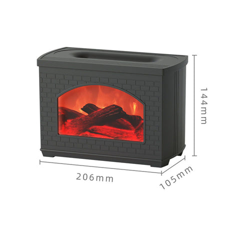 270ml Mist Humidifier Simulated Fireplace Design Power Off Protection Fire Diffuser for Home Black