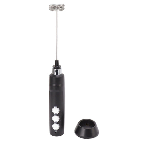 Electric Tumbler Stirrer Rechargeable Handheld Mini Foam Maker for Coffee Egg Hot Chocolate Black
