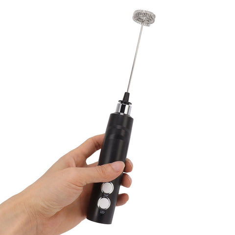 Electric Tumbler Stirrer Rechargeable Handheld Mini Foam Maker for Coffee Egg Hot Chocolate Black