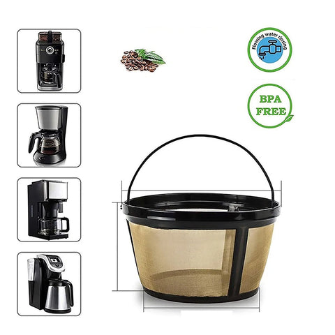 Coffee Filter Stainless Steel Coffee Machine Reusable Cone Coffee Filter Strainer Gold for Home