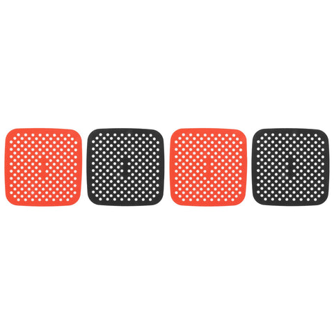 Reusable Air Fryer Mats Stick Proof Dishwasher Safe Oil Resistant Silicone Air Fryer Liner for Oven Red Black 4pcs 21cm/8.3in