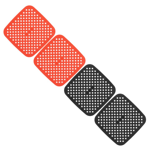 Reusable Air Fryer Mats Stick Proof Dishwasher Safe Oil Resistant Silicone Air Fryer Liner for Oven Red Black 4pcs 21cm/8.3in
