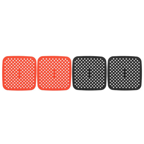 Reusable Air Fryer Mats Stick Proof Dishwasher Safe Oil Resistant Silicone Air Fryer Liner for Oven Red Black 4pcs 21cm/8.3in