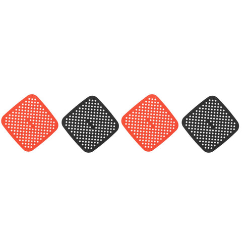 Reusable Air Fryer Mats Stick Proof Dishwasher Safe Oil Resistant Silicone Air Fryer Liner for Oven Red Black 4pcs 21cm/8.3in