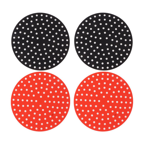 4PCS Round Air Fryer Mat High Temperature Resistant Oilproof Reusable Silicone Air Fryer Liner for Air Fryer Accessories 2 X 20cm/7.9in Red, 2 X 20cm/7.9in Black