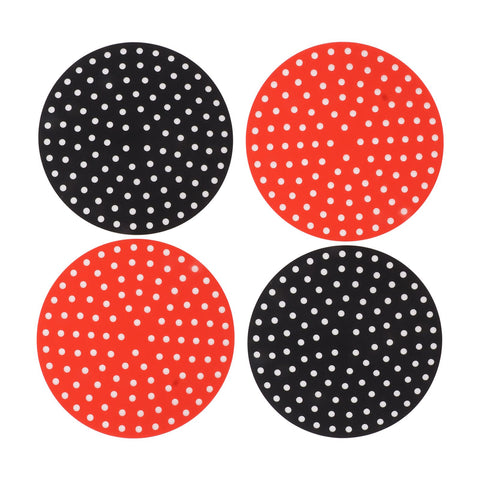 4PCS Round Air Fryer Mat High Temperature Resistant Oilproof Reusable Silicone Air Fryer Liner for Air Fryer Accessories 2 X 20cm/7.9in Red, 2 X 20cm/7.9in Black