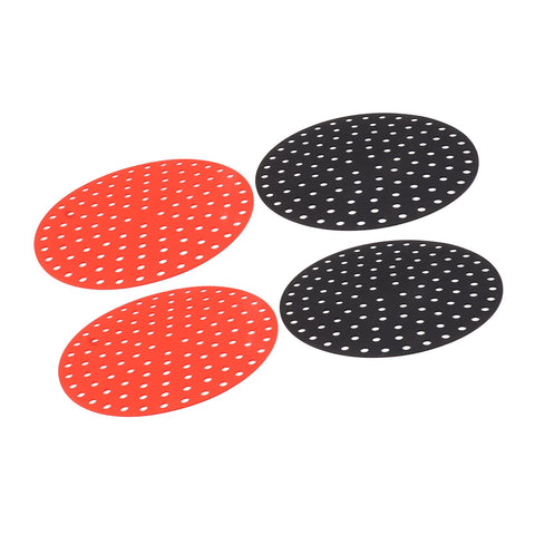 4PCS Round Air Fryer Mat High Temperature Resistant Oilproof Reusable Silicone Air Fryer Liner for Air Fryer Accessories 2 X 20cm/7.9in Red, 2 X 20cm/7.9in Black