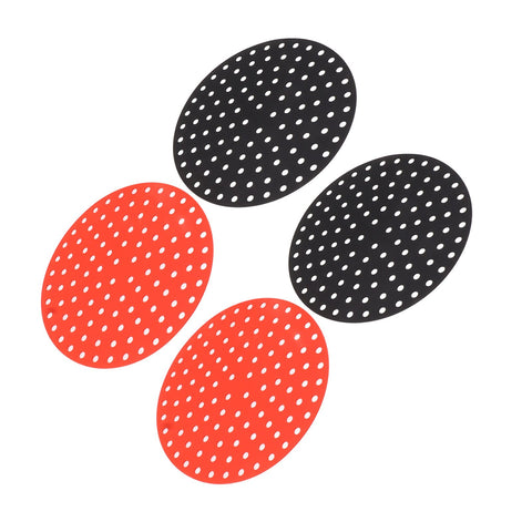 4PCS Round Air Fryer Mat High Temperature Resistant Oilproof Reusable Silicone Air Fryer Liner for Air Fryer Accessories 2 X 20cm/7.9in Red, 2 X 20cm/7.9in Black