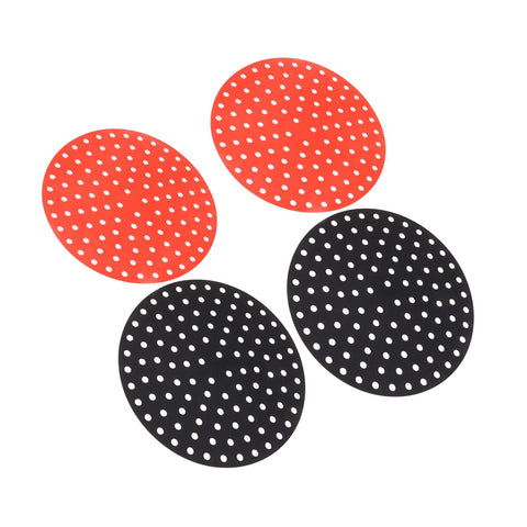 4PCS Round Air Fryer Mat High Temperature Resistant Oilproof Reusable Silicone Air Fryer Liner for Air Fryer Accessories 2 X 20cm/7.9in Red, 2 X 20cm/7.9in Black