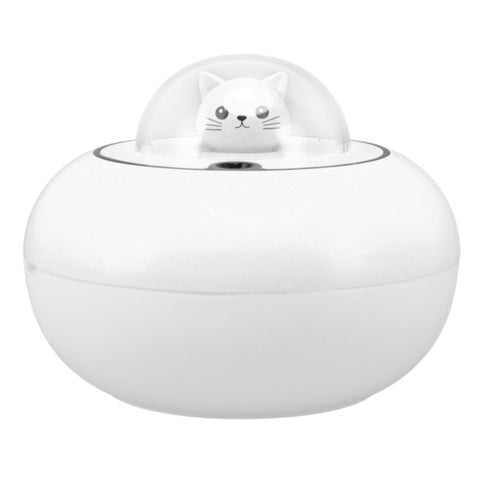 Mini Humidifier Cute Cat Sculpture Portable Quiet Desktop Air Humidifier for Home Office USB Plug in White