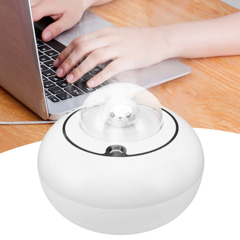 Mini Humidifier Cute Cat Sculpture Portable Quiet Desktop Air Humidifier for Home Office USB Plug in White