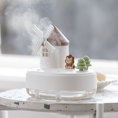 Humidifier Music Box with Warm Night Light Dual Spray Wireless Small Table Humidifier for Bedroom Office White