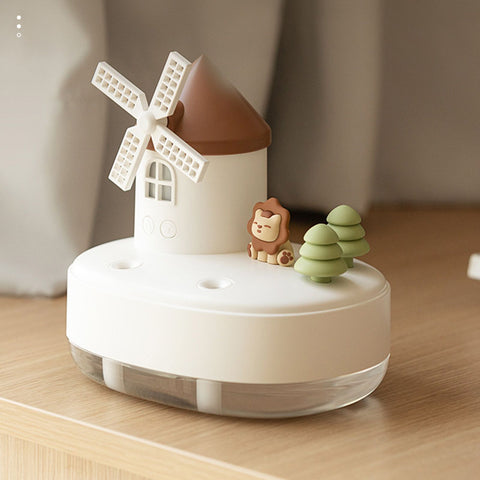 Humidifier Music Box with Warm Night Light Dual Spray Wireless Small Table Humidifier for Bedroom Office White
