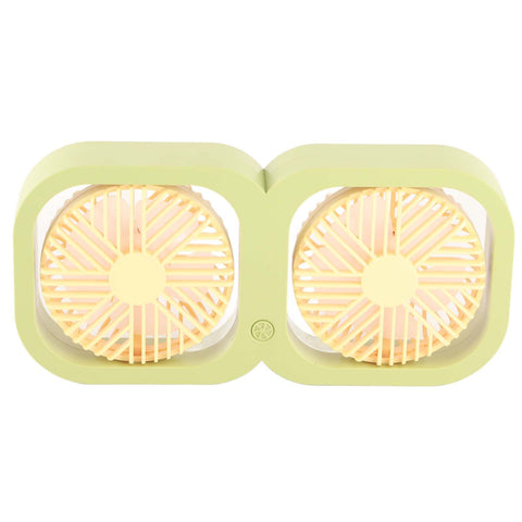 Double Head Desktop Fan 2 Speed Adjustment USB Cooling Fan with Battery For Office Bedroom Dorm Classroom Summer Gift Melon Green