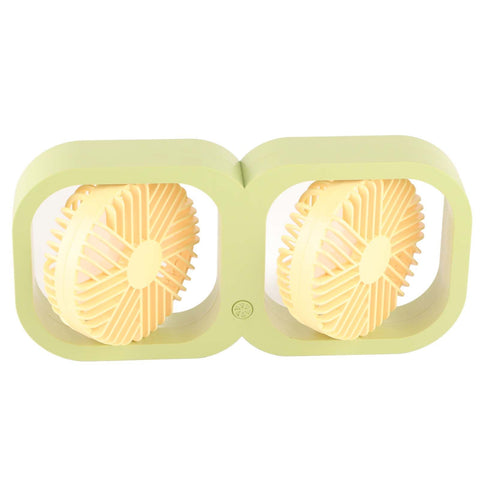 Double Head Desktop Fan 2 Speed Adjustment USB Cooling Fan with Battery For Office Bedroom Dorm Classroom Summer Gift Melon Green