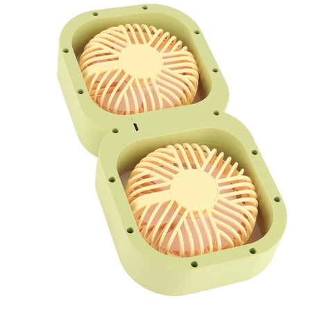 Double Head Desktop Fan 2 Speed Adjustment USB Cooling Fan with Battery For Office Bedroom Dorm Classroom Summer Gift Melon Green