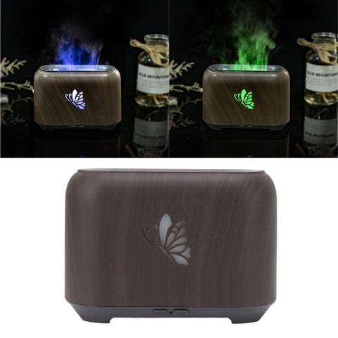 150ml Flame Diffuser Humidifier Prevents Dryness Silent Operation Wood Grain Humidifier with 7 Color Lights for Bedroom Office Deep Grain