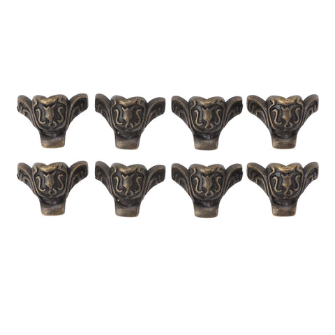 8pcs Jewelry Case Hardware Feet Bronze Zinc Alloy Decorative Legs Corner Protector Feet for Boxes Small Cabinets