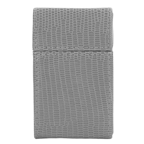 Cigarettes Box Holder Lizard Designed PU Leather Cigarettes Box Storage Case for Women Men Grey