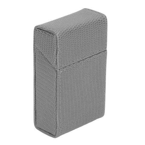 Cigarettes Box Holder Lizard Designed PU Leather Cigarettes Box Storage Case for Women Men Grey