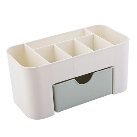 Cosmetics Makeup Organizer PP Multifunctional 6 Compartments Makeup Desk Organizer with Drawer Green