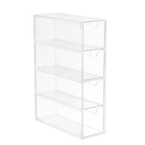 4 Drawers Eyeglass Storage Organizer Box Clear Acrylic Stackable Sunglasses Display Holder Organizer for Makeup Office Items