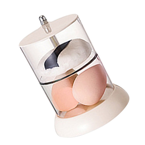 Multi Layer Powder Puff Organizer Breathable Dustproof Earring White Rotatable Container for Home 2 Tiers