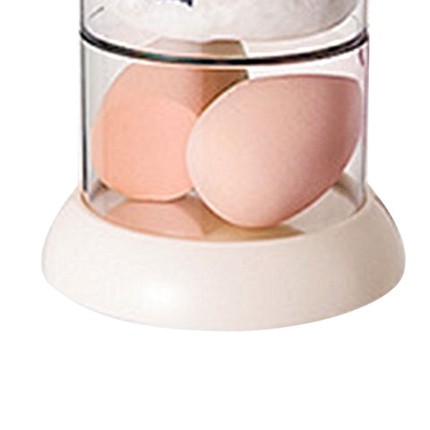 Multi Layer Powder Puff Organizer Breathable Dustproof Earring White Rotatable Container for Home 2 Tiers