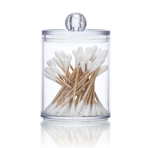 4Pcs Storage Jar Clear Round PS Plastic Bathroom Canister Set for Qtips Cotton Swabs Balls Cosmetic Pads