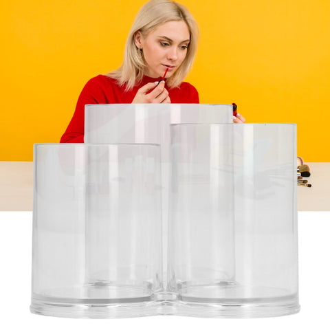 Clear Round Plastic Makeup Container Transparent Cylinder Makeup Brush Holder Organizer
