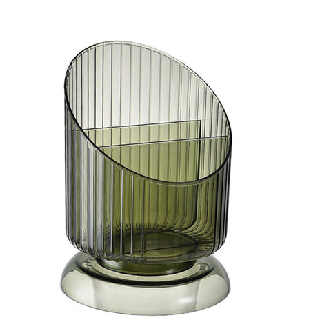 Makeup Brush Holder Organizer Plastic Transparent Round Makeup Brush Storage Holder Cup for Pen Pencil Green Free Size