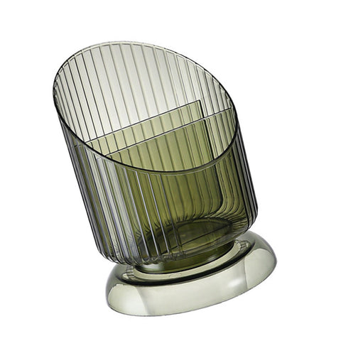 Makeup Brush Holder Organizer Plastic Transparent Round Makeup Brush Storage Holder Cup for Pen Pencil Green Free Size