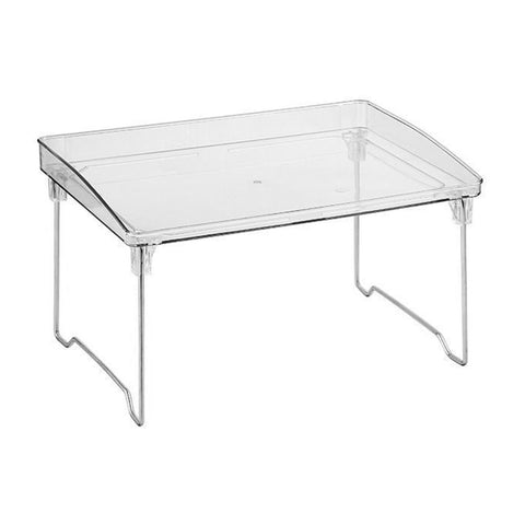 Stackable Clear Organizer Plastic Transparent Tabletop Storage Rack for Makeup Kitchen Tool Stationery One Tier Free Size