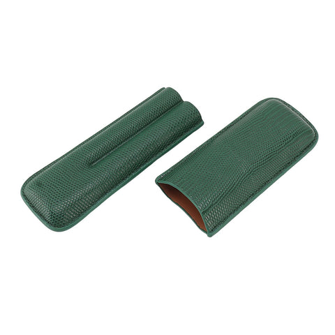 Cigar Case Fashion Elegant Portable Sturdy Crocodilian Skin Texture Faux Leather 2 Fingers Cigar Holder