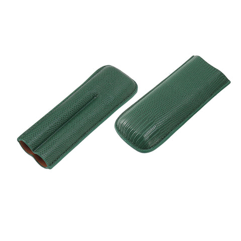 Cigar Case Fashion Elegant Portable Sturdy Crocodilian Skin Texture Faux Leather 2 Fingers Cigar Holder
