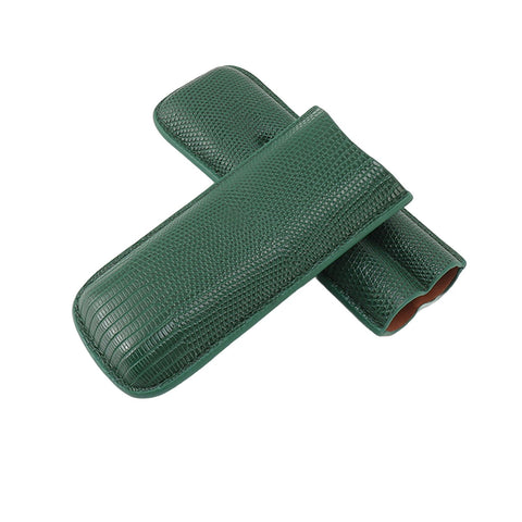Cigar Case Fashion Elegant Portable Sturdy Crocodilian Skin Texture Faux Leather 2 Fingers Cigar Holder