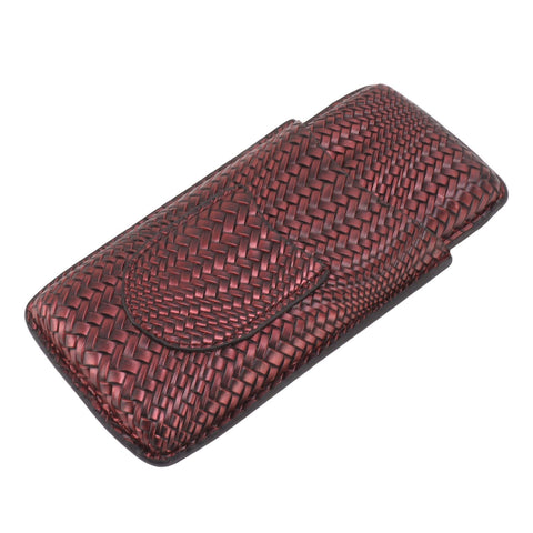 3 Finger Cigar Case Woven Pattern Portable Travel Leather Cigar Humidor Case Smoking Accessories Purple