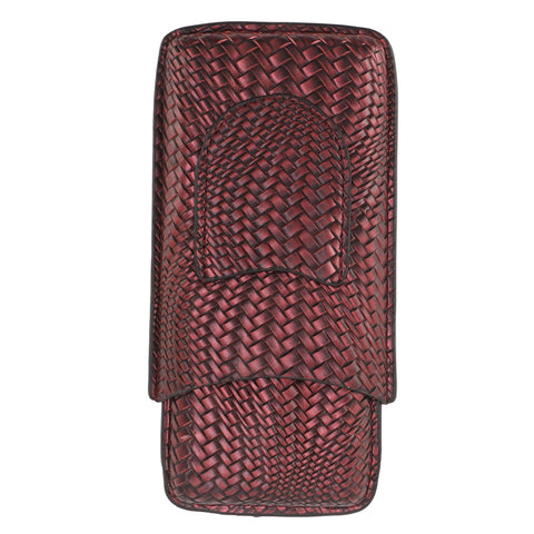 3 Finger Cigar Case Woven Pattern Portable Travel Leather Cigar Humidor Case Smoking Accessories Purple