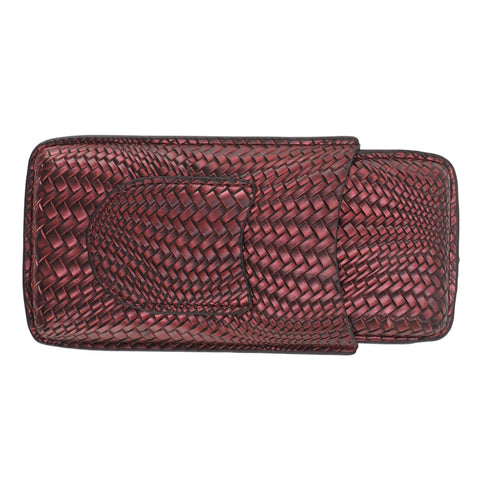 3 Finger Cigar Case Woven Pattern Portable Travel Leather Cigar Humidor Case Smoking Accessories Purple
