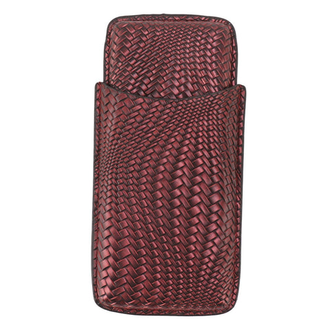 3 Finger Cigar Case Woven Pattern Portable Travel Leather Cigar Humidor Case Smoking Accessories Purple